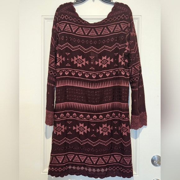 Johnny Was Women Boho Eyelet Embroidered Long sleeves Shift Slip Mini Dress - Picture 7 of 13